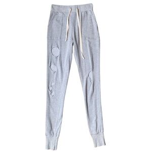 POL Women's Track pants Skinny Leg sweatpants Joggers Distressed Grey Size Small